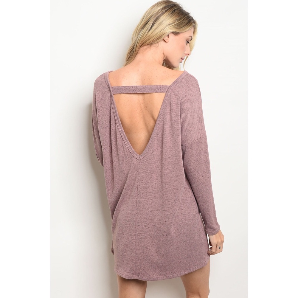 1HR SALE✨ Rose long sleeve low-back tunic dress - Picture 2 of 2